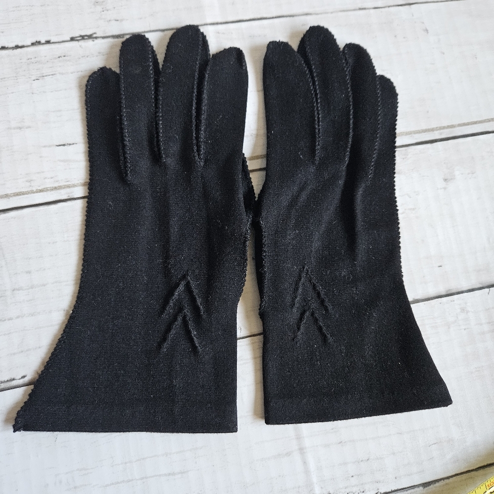 Vintage Hansen Nylon Black‎ Gloves Size 7